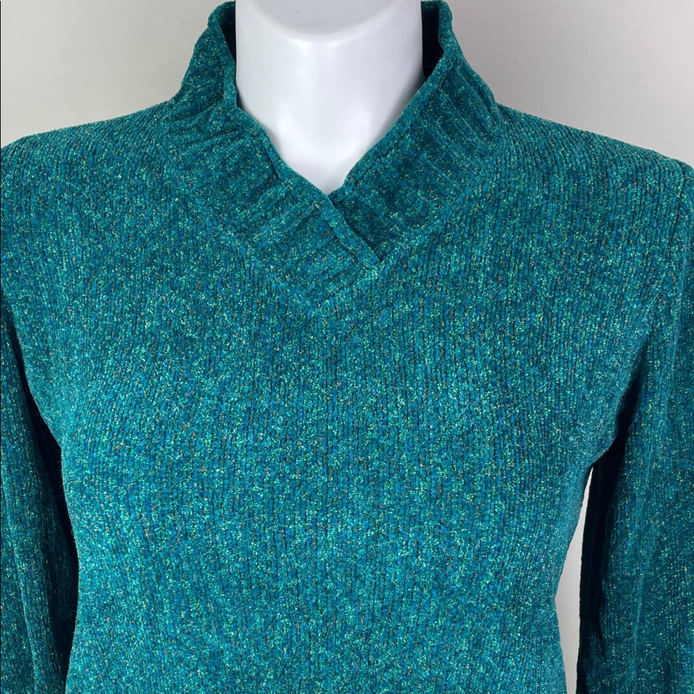 Laura Scott Plush Knit Teal Sweater